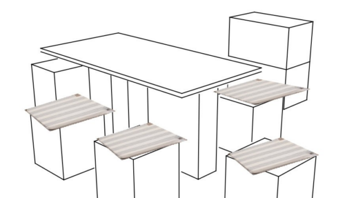 Mesa comedor 4 pax con cojines