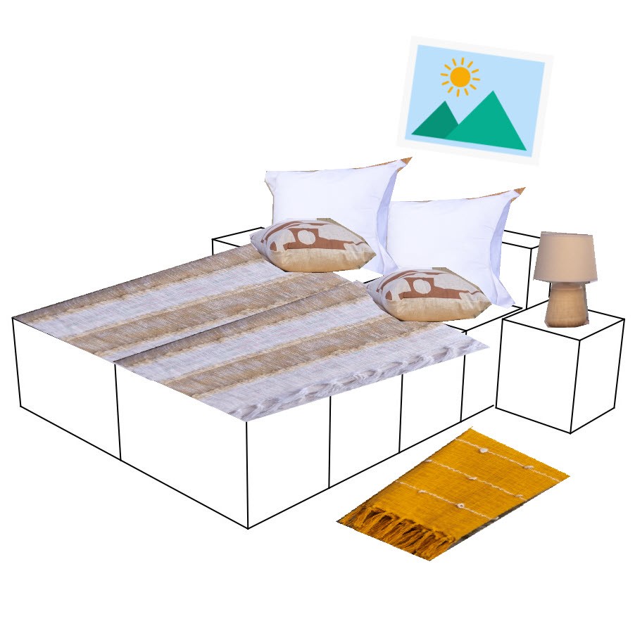 Cama doble + Decoración (34 piezas)